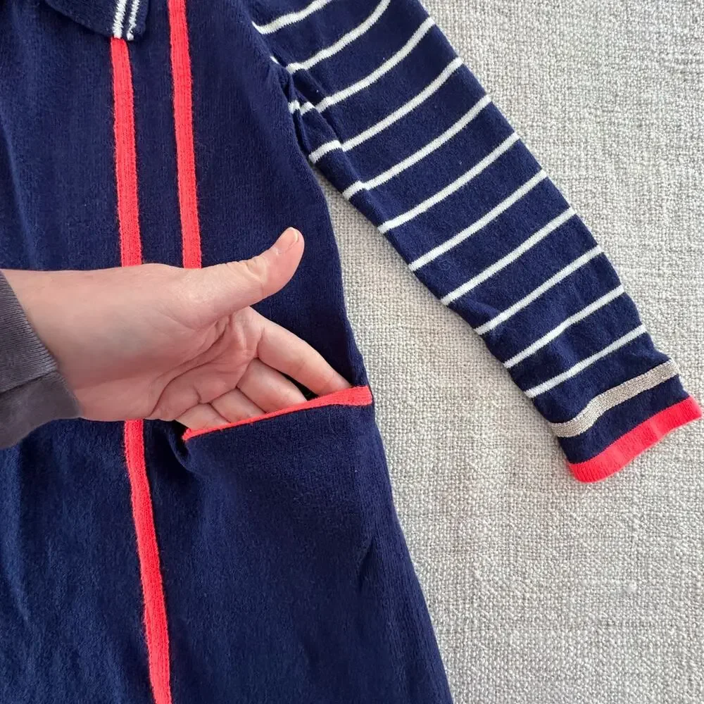 Mini Boden Navy Bow Tie Sweater Dress VGUC 5/6